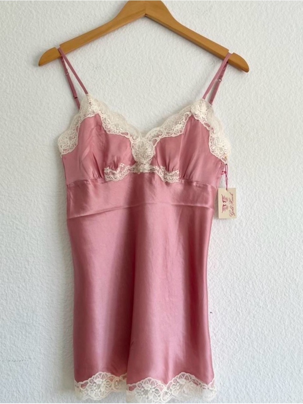 Gold Hawk 💯 Silk Camisole/ Tunic with Lace-Trim